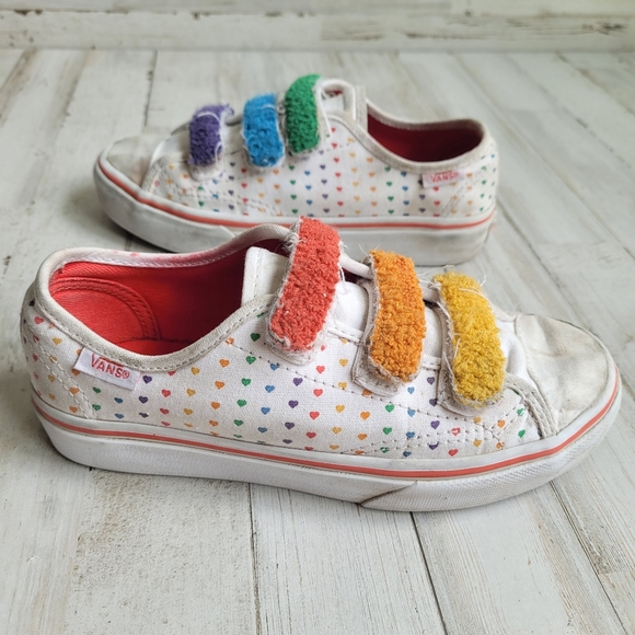Vans Other - Vans Rainbow Heart Chenille Triple Velcro Sneakers